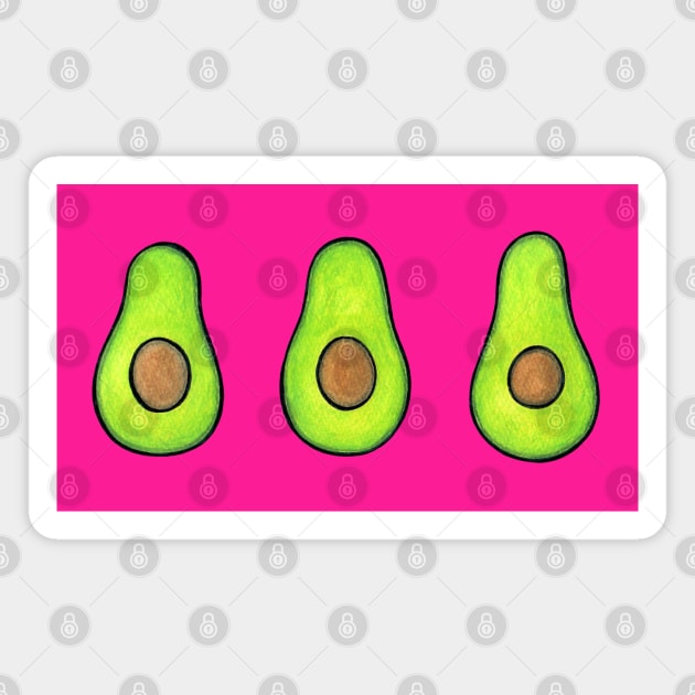 Avocado Energies - fun vegan design - on hot pink Magnet by Green Paladin